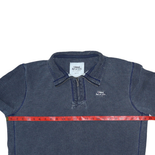 Weird Fish Men's Blue Large 1/4 Zip Cotton Sweatshirt Pullover