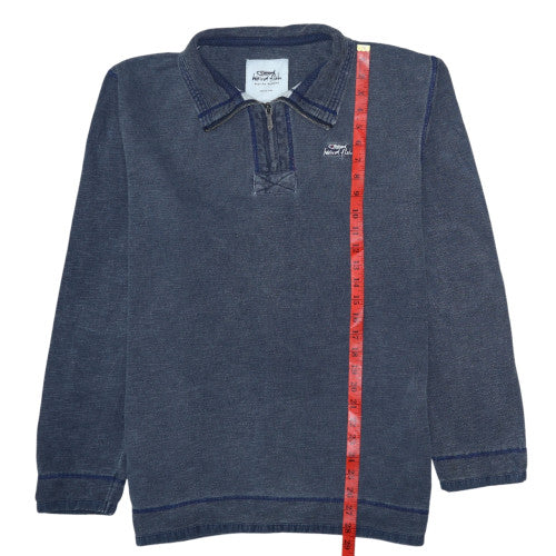 Weird Fish Men's Blue Large 1/4 Zip Cotton Sweatshirt Pullover