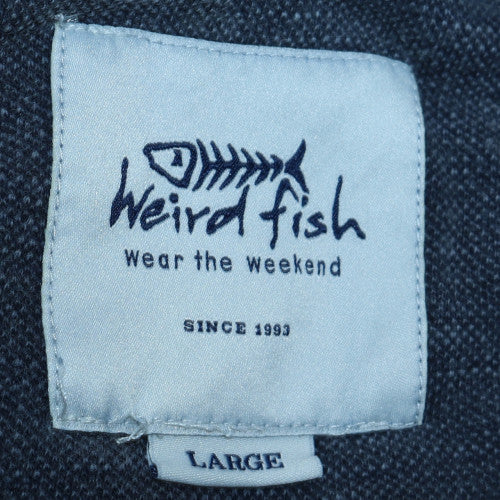 Weird Fish Men's Blue Large 1/4 Zip Cotton Sweatshirt Pullover