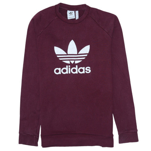 Adidas Men's Red Crew Neck Logo Sweatshirt Size S