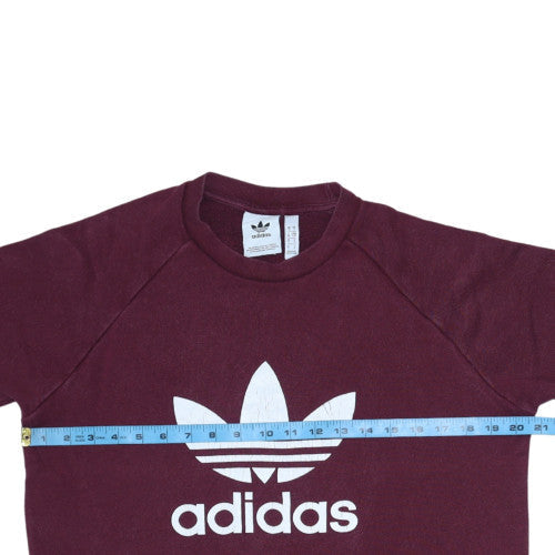 Adidas Men's Red Crew Neck Logo Sweatshirt Size S