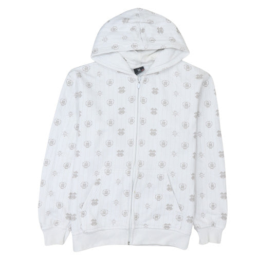 Quiksilver Women's White Full Zip Hoodie Size M Polyester Print