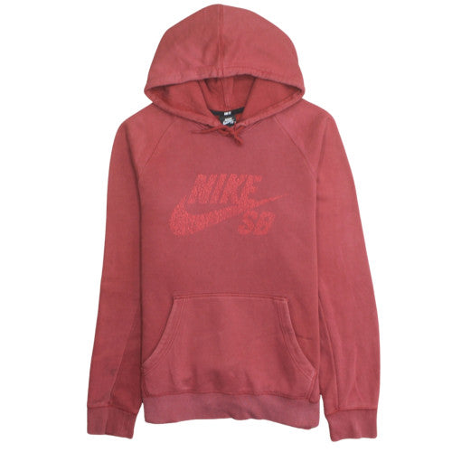 Nike SB Women Red Pullover Hoodie L Hooded Kangaroo Pocket