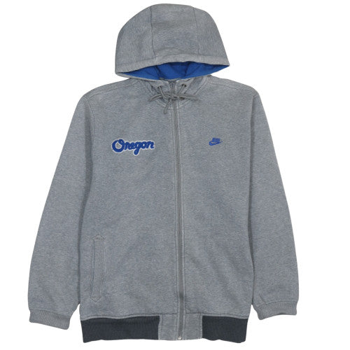 Nike Mens Grey Full Zip Hoodie Oregon Embroidered Logo Size L