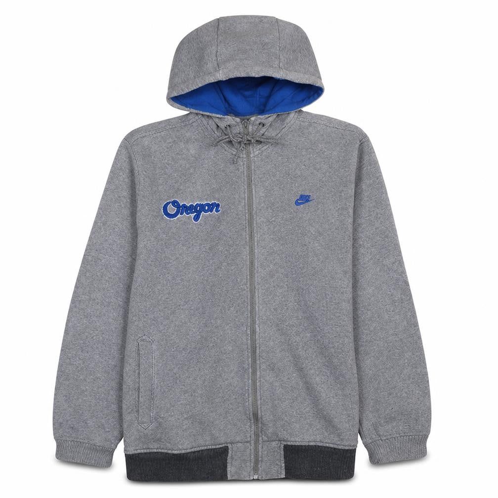 Nike Mens Grey Full Zip Hoodie Oregon Embroidered Logo Size L