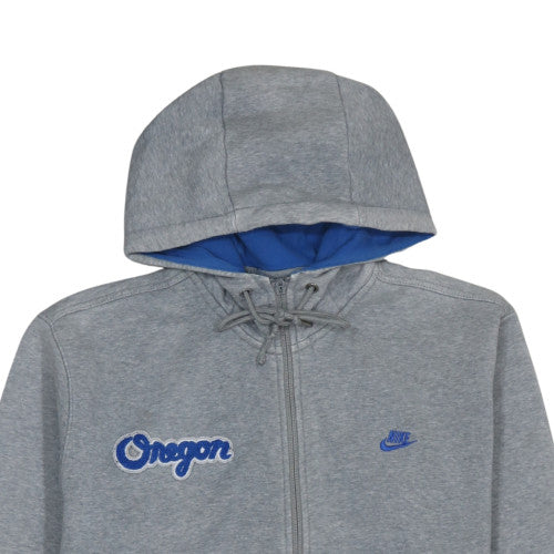 Nike Mens Grey Full Zip Hoodie Oregon Embroidered Logo Size L