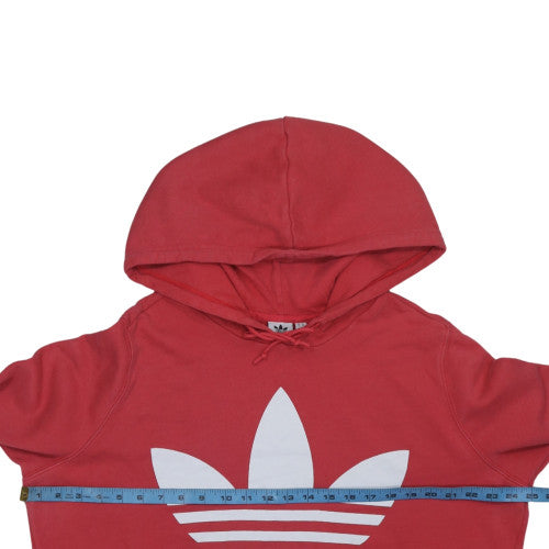 Adidas Women Red Pullover Hoodie Sweatshirt Size 16 Logo Cotton Blend