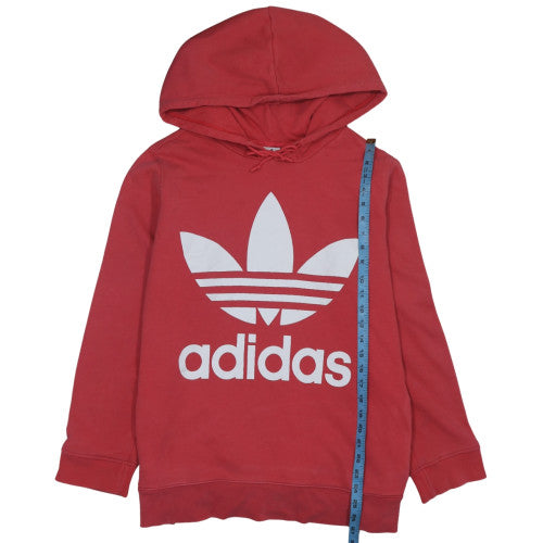 Adidas Women Red Pullover Hoodie Sweatshirt Size 16 Logo Cotton Blend
