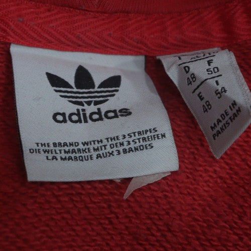 Adidas Women Red Pullover Hoodie Sweatshirt Size 16 Logo Cotton Blend