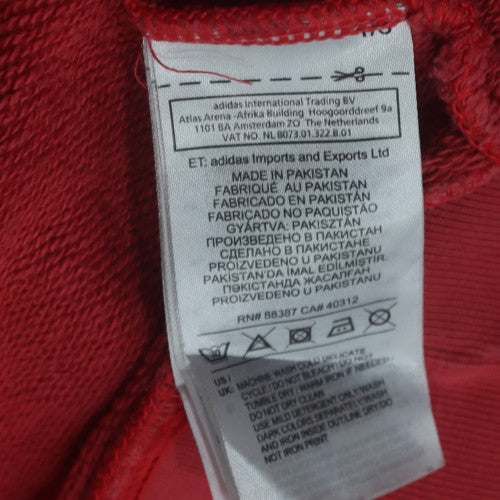 Adidas Women Red Pullover Hoodie Sweatshirt Size 16 Logo Cotton Blend