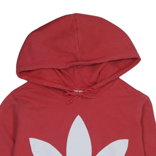 Adidas Women Red Pullover Hoodie Sweatshirt Size 16 Logo Cotton Blend