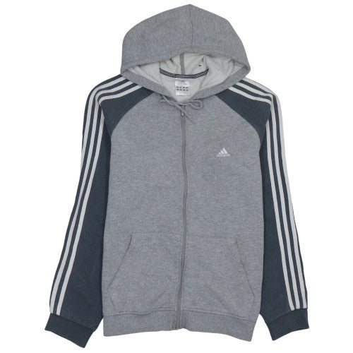 Adidas Men's Grey Full Zip Hoodie Size L Sports Fleece Sweatshirt