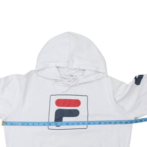 Fila Men's White Pullover Hoodie Medium Logo Graphic Cotton Blend