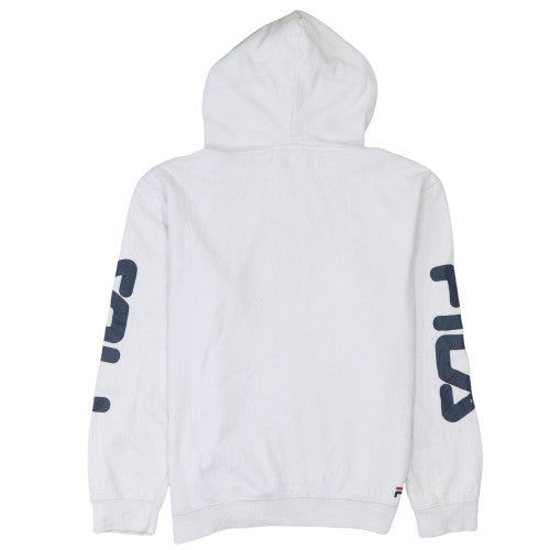 Fila Men's White Pullover Hoodie Medium Logo Graphic Cotton Blend