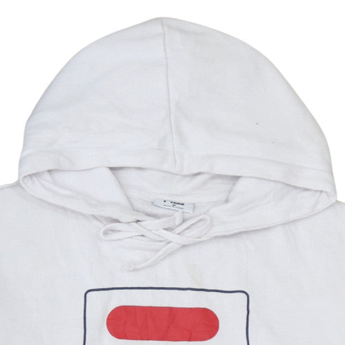 Fila Men's White Pullover Hoodie Medium Logo Graphic Cotton Blend
