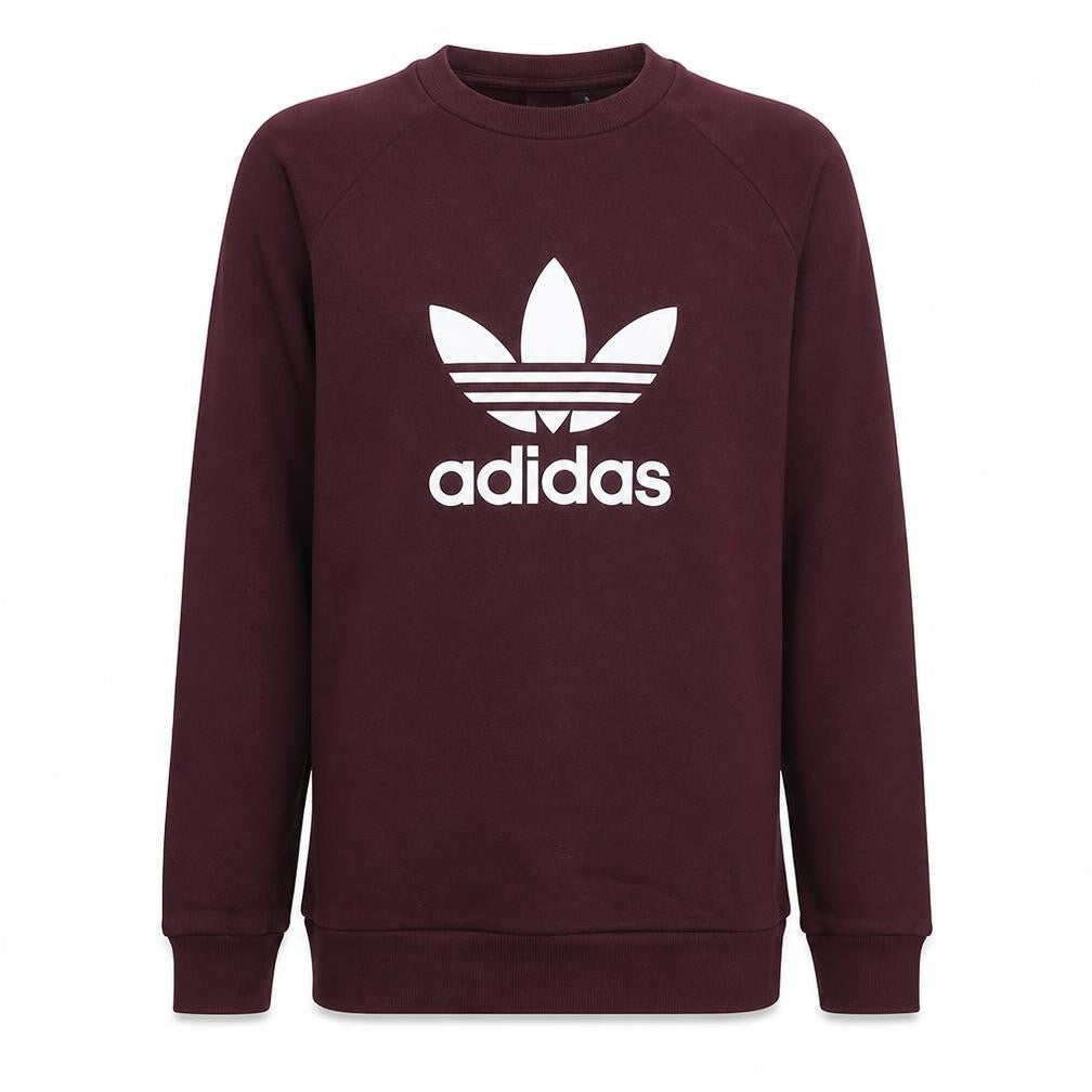 Front view of Adidas Men's Brown Crew Neck Pullover Sweatshirt M