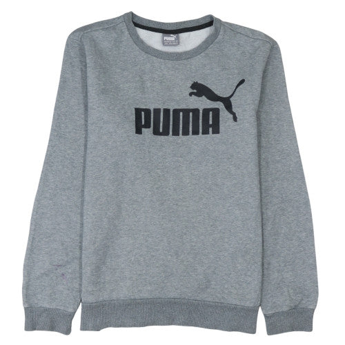 Puma Men Grey Crew Neck Pullover Sweatshirt M Regular Fit