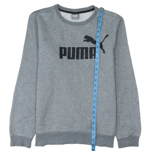 Puma Men Grey Crew Neck Pullover Sweatshirt M Regular Fit