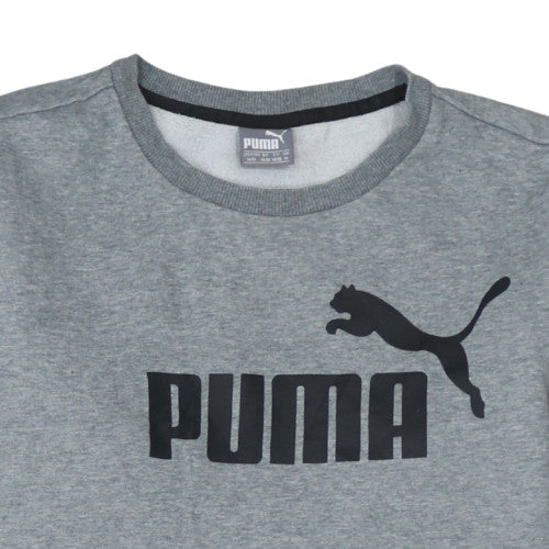 Puma Men Grey Crew Neck Pullover Sweatshirt M Regular Fit