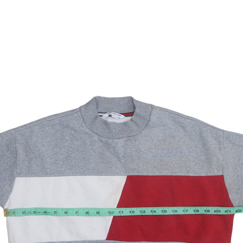Tommy Hilfiger Sport Women's Grey Red Colourblock Sweatshirt Size M