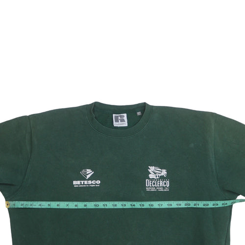 Russell Mens Green XL Pullover Sweatshirt Crew Neck Work Logo