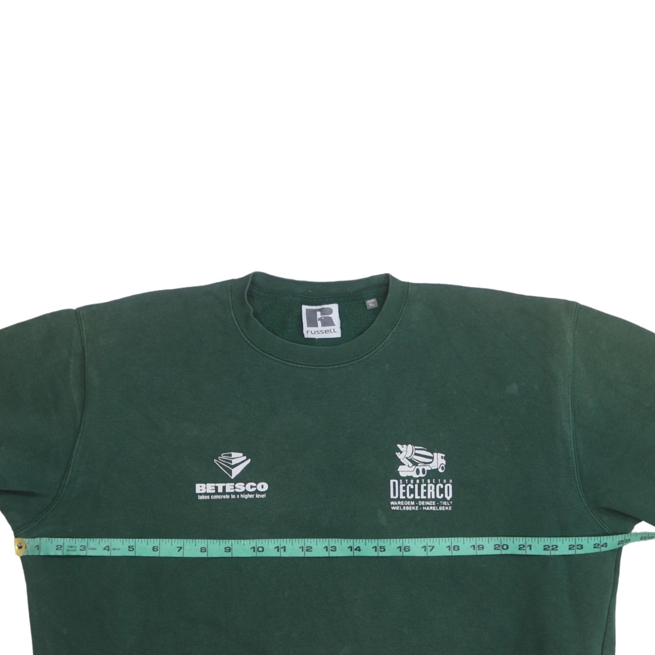 Russell Mens Green XL Pullover Sweatshirt Crew Neck Work Logo