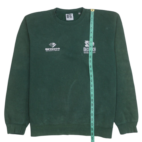 Russell Mens Green XL Pullover Sweatshirt Crew Neck Work Logo