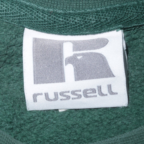 Russell Mens Green XL Pullover Sweatshirt Crew Neck Work Logo