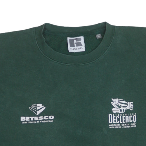 Russell Mens Green XL Pullover Sweatshirt Crew Neck Work Logo