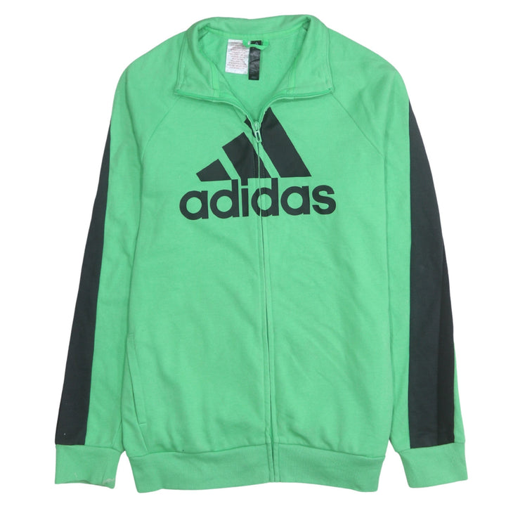 Adidas Boys Green Track Jacket Size 12-13 Years Full Zip Activewear