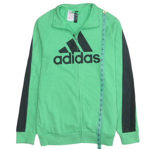 Adidas Boys Green Track Jacket Size 12-13 Years Full Zip Activewear