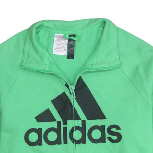 Adidas Boys Green Track Jacket Size 12-13 Years Full Zip Activewear