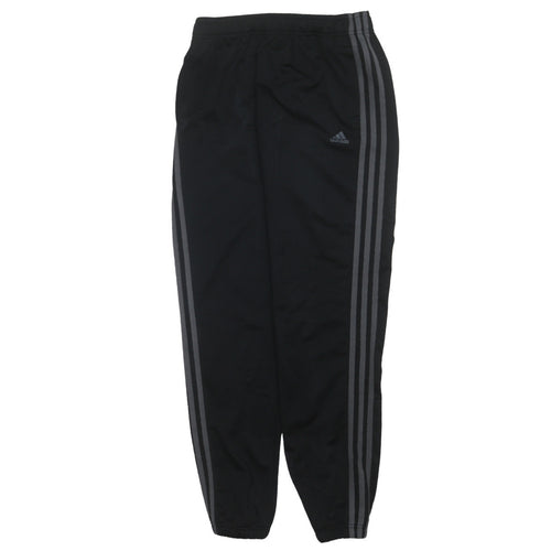 Adidas Boys Black Track Pants S Elastic Waist Jogger Trousers