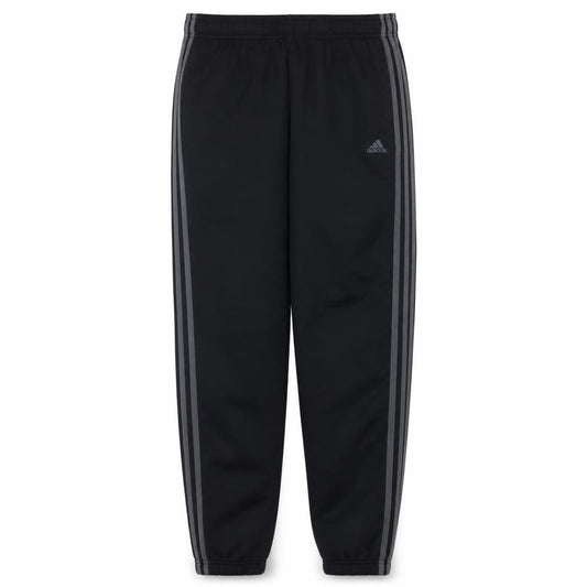 Front view of Adidas boys’ black track pants s elastic waist jogger trousers