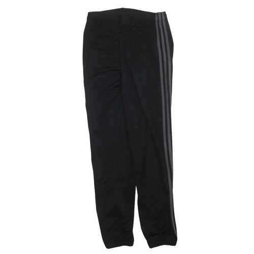 Adidas Boys Black Track Pants S Elastic Waist Jogger Trousers
