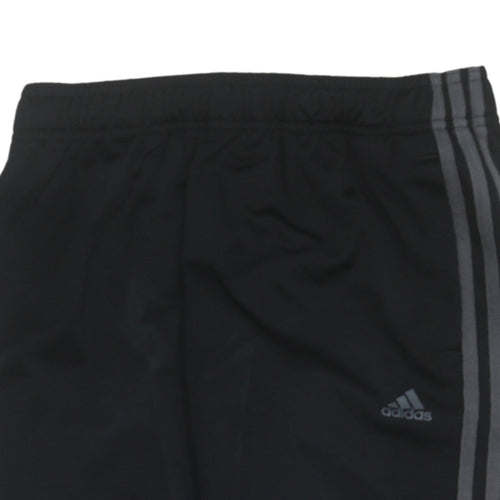 Adidas Boys Black Track Pants S Elastic Waist Jogger Trousers