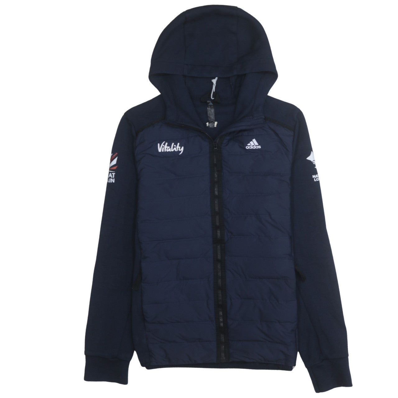 Adidas Teens Blue Full Zip Hooded Quilted Sports Hoodie 164