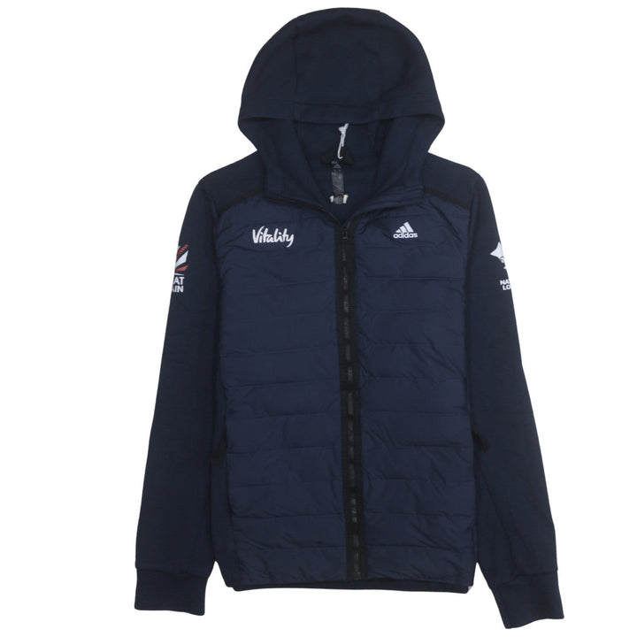 Adidas Teens Blue Full Zip Hooded Quilted Sports Hoodie 164
