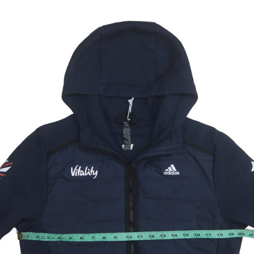 Adidas Teens Blue Full Zip Hooded Quilted Sports Hoodie 164