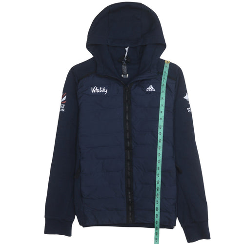 Adidas Teens Blue Full Zip Hooded Quilted Sports Hoodie 164