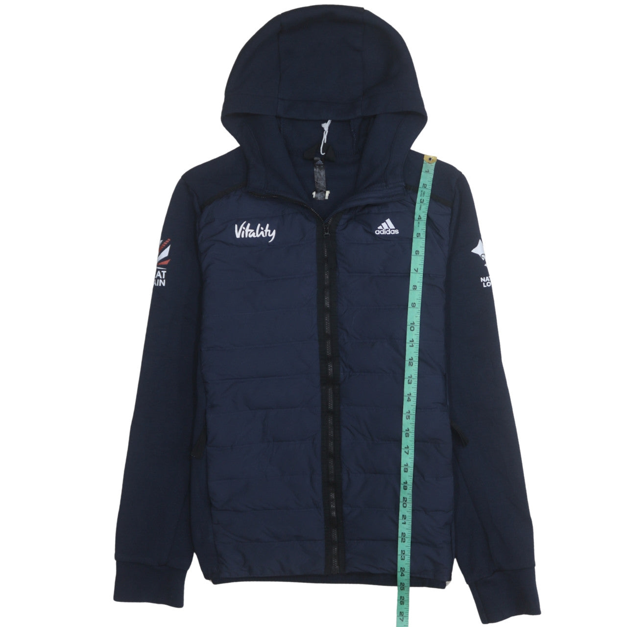 Adidas Teens Blue Full Zip Hooded Quilted Sports Hoodie 164