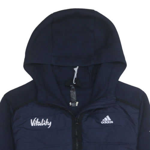Adidas Teens Blue Full Zip Hooded Quilted Sports Hoodie 164