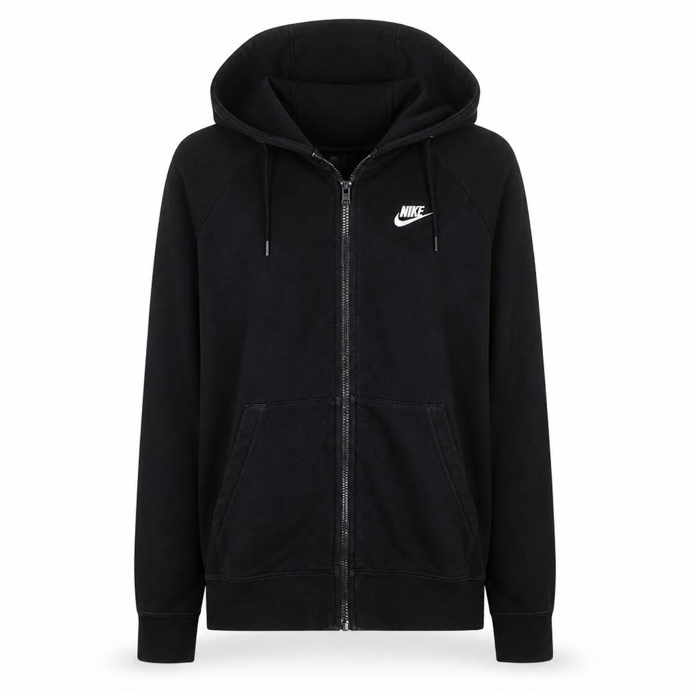 Front view of Nike Women's Black Full Zip Hoodie Small Cotton Blend