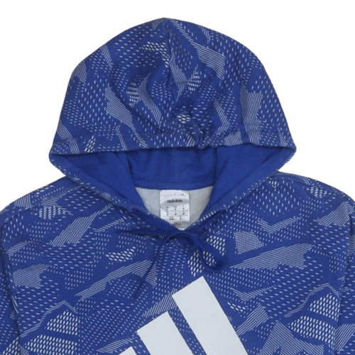 Adidas Men's Blue Pullover Hoodie Size M Sports Fleece Logo