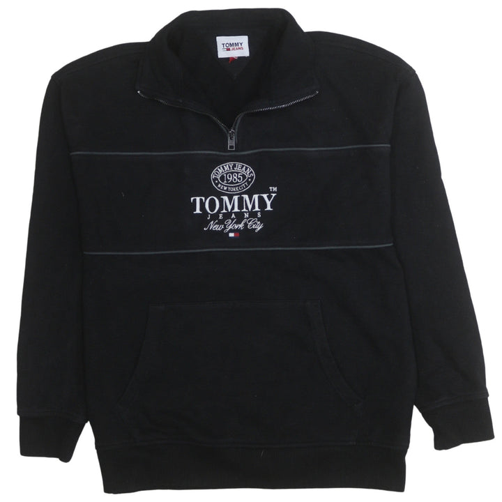 Tommy Jeans Men’s Black 1/4 Zip Embroidered Sweatshirt Size S