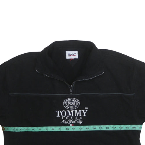 Tommy Jeans Men’s Black 1/4 Zip Embroidered Sweatshirt Size S
