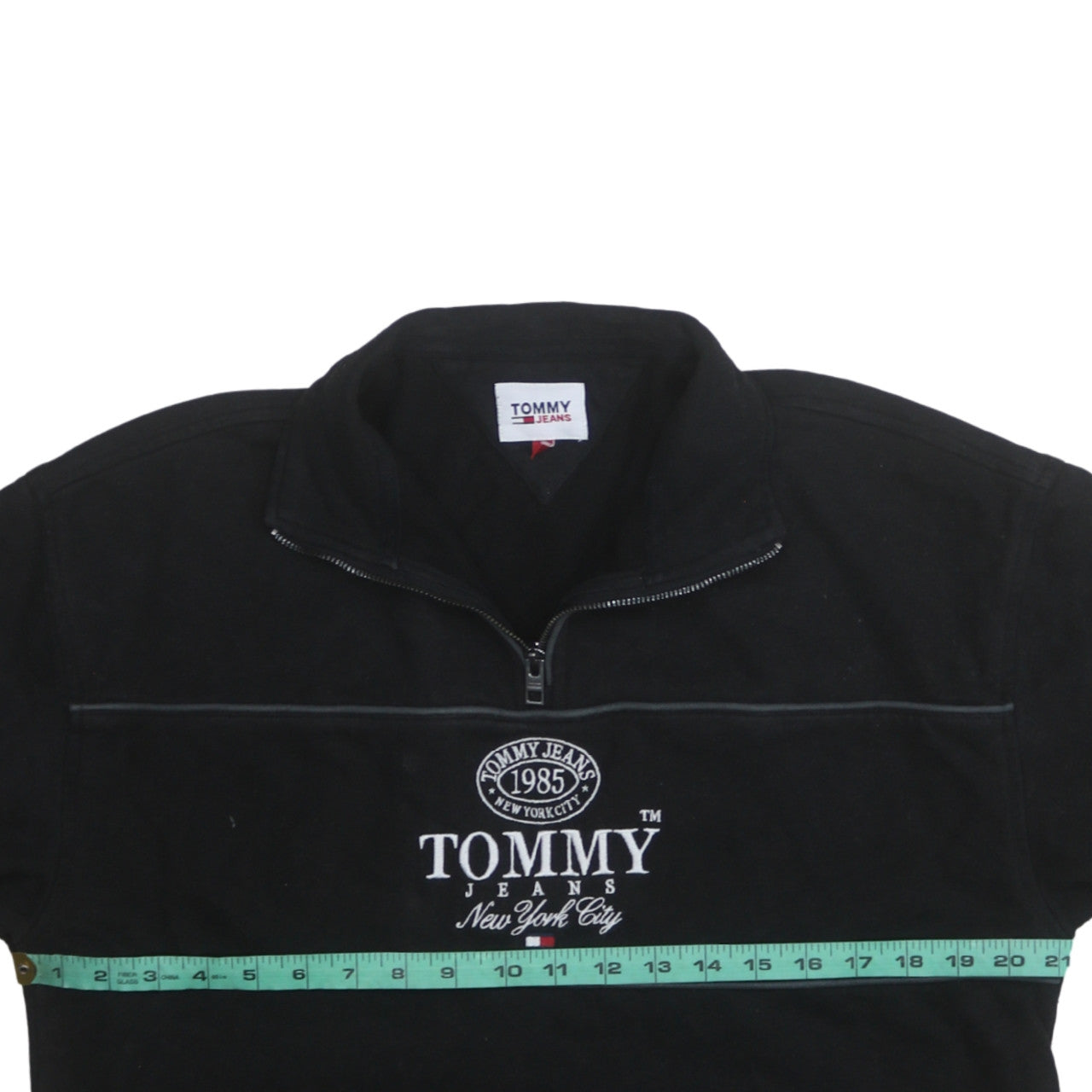 Tommy Jeans Men’s Black 1/4 Zip Embroidered Sweatshirt Size S