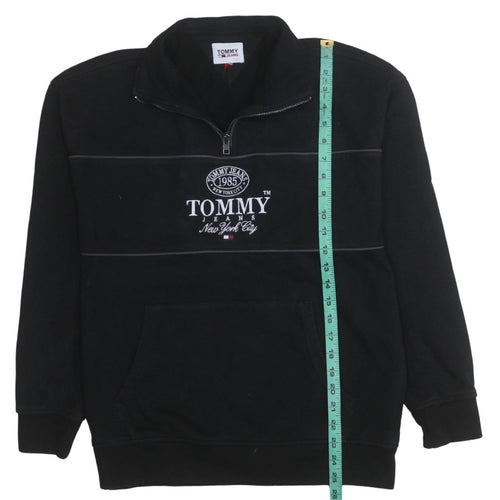 Tommy Jeans Men’s Black 1/4 Zip Embroidered Sweatshirt Size S