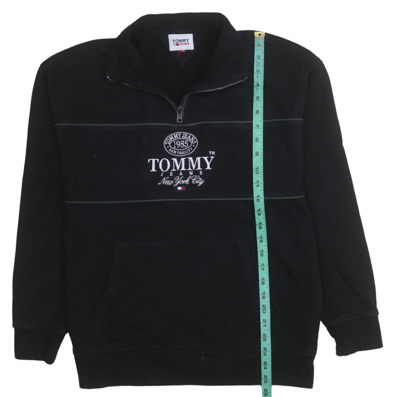 Tommy Jeans Men’s Black 1/4 Zip Embroidered Sweatshirt Size S