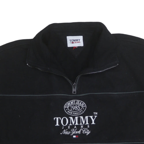 Tommy Jeans Men’s Black 1/4 Zip Embroidered Sweatshirt Size S